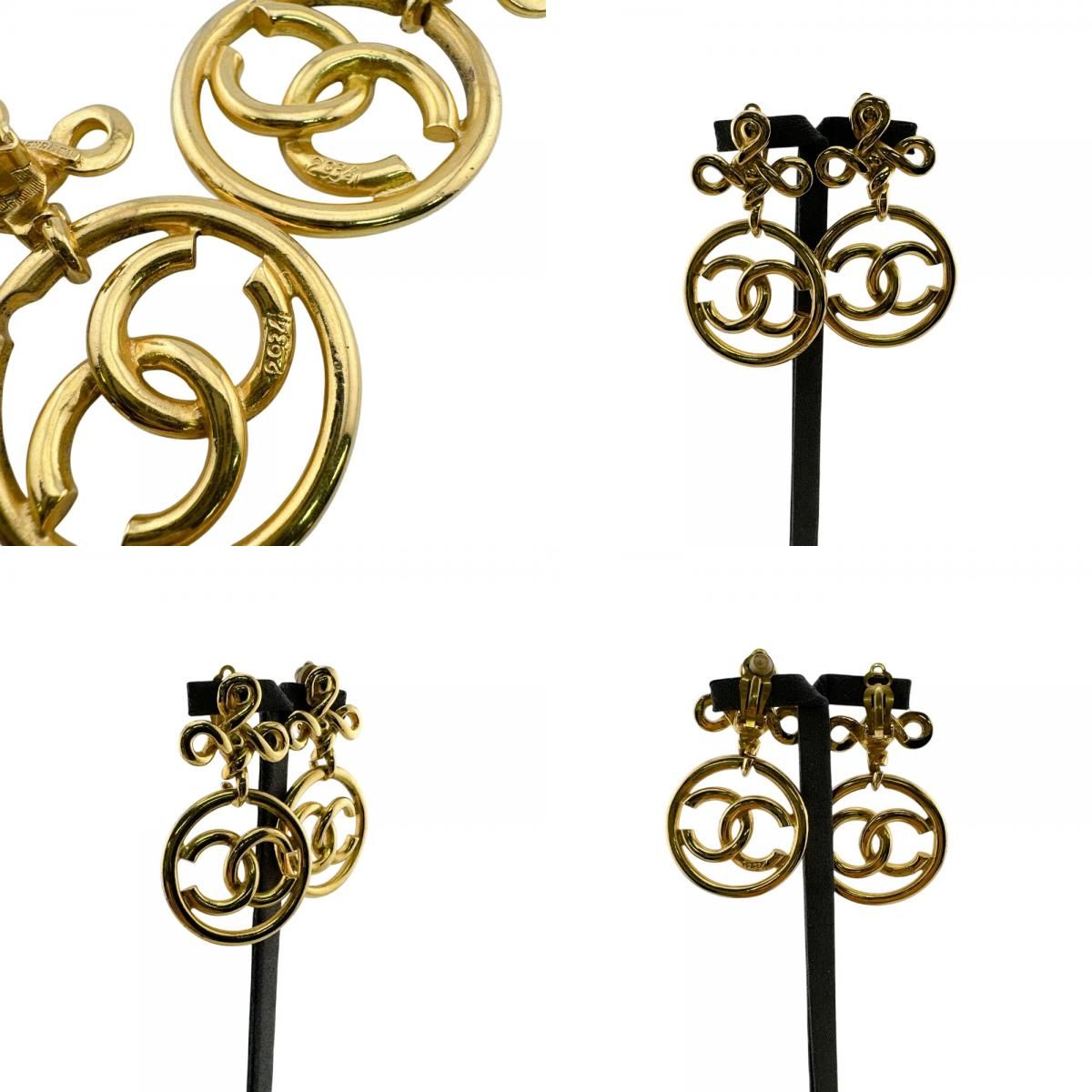 Chanel Vintage Clip Large CC Logo Earrings — view 8