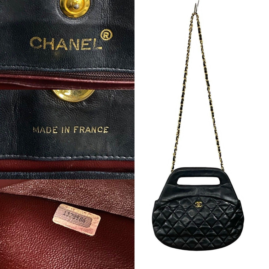 Chanel Vintage Quilted Coco Lambskin Leather 2-Way Shoulder Bag Black — view 3