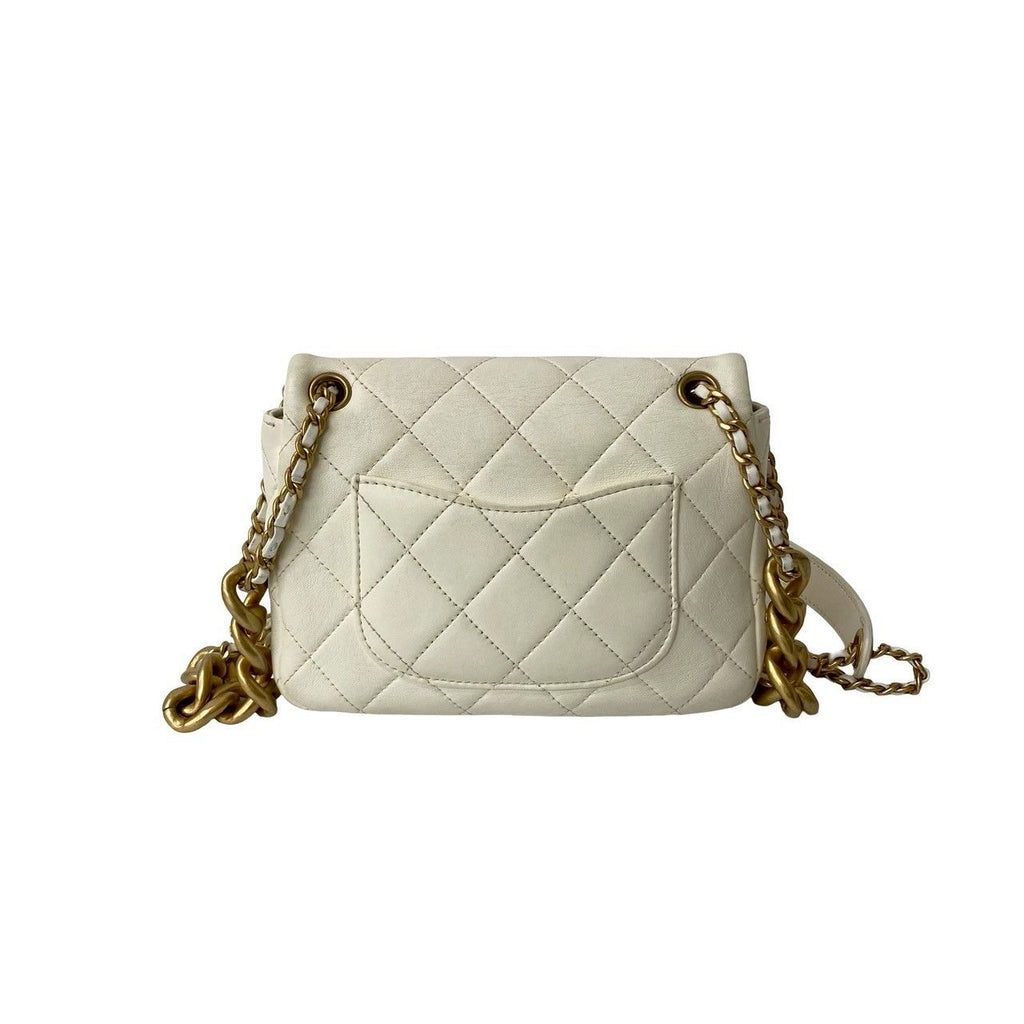 Chanel Quilted Coco Lambskin Leather Chain Mini Shoulder Bag White — view 3
