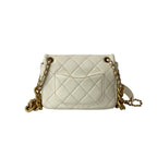 Chanel Quilted Coco Lambskin Leather Chain Mini Shoulder Bag White — view 3