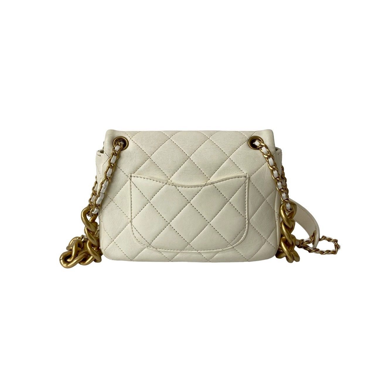 Chanel Quilted Coco Lambskin Leather Chain Mini Shoulder Bag White — view 3