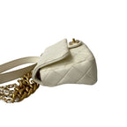 Chanel Quilted Coco Lambskin Leather Chain Mini Shoulder Bag White — view 5