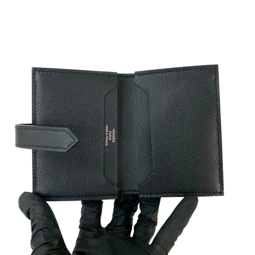 Hermes Bearn Card Case Monochrome Veau Epsom Business Holder Black — view 7