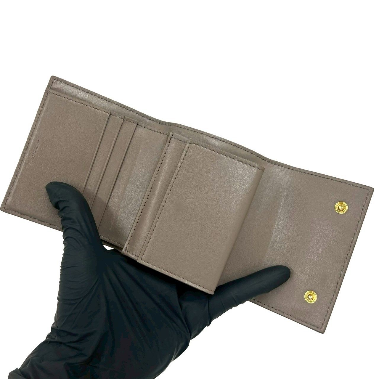 Celine Box Trifold Wallet Leather Mini Billfold Coin Purse Gray — view 7