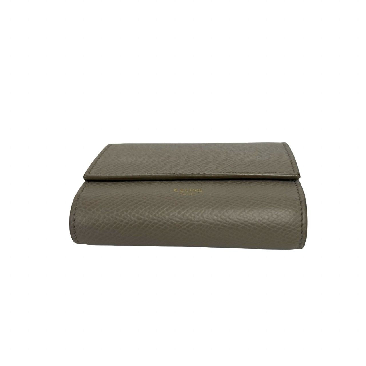 Celine Box Trifold Wallet Leather Mini Billfold Coin Purse Gray — view 6