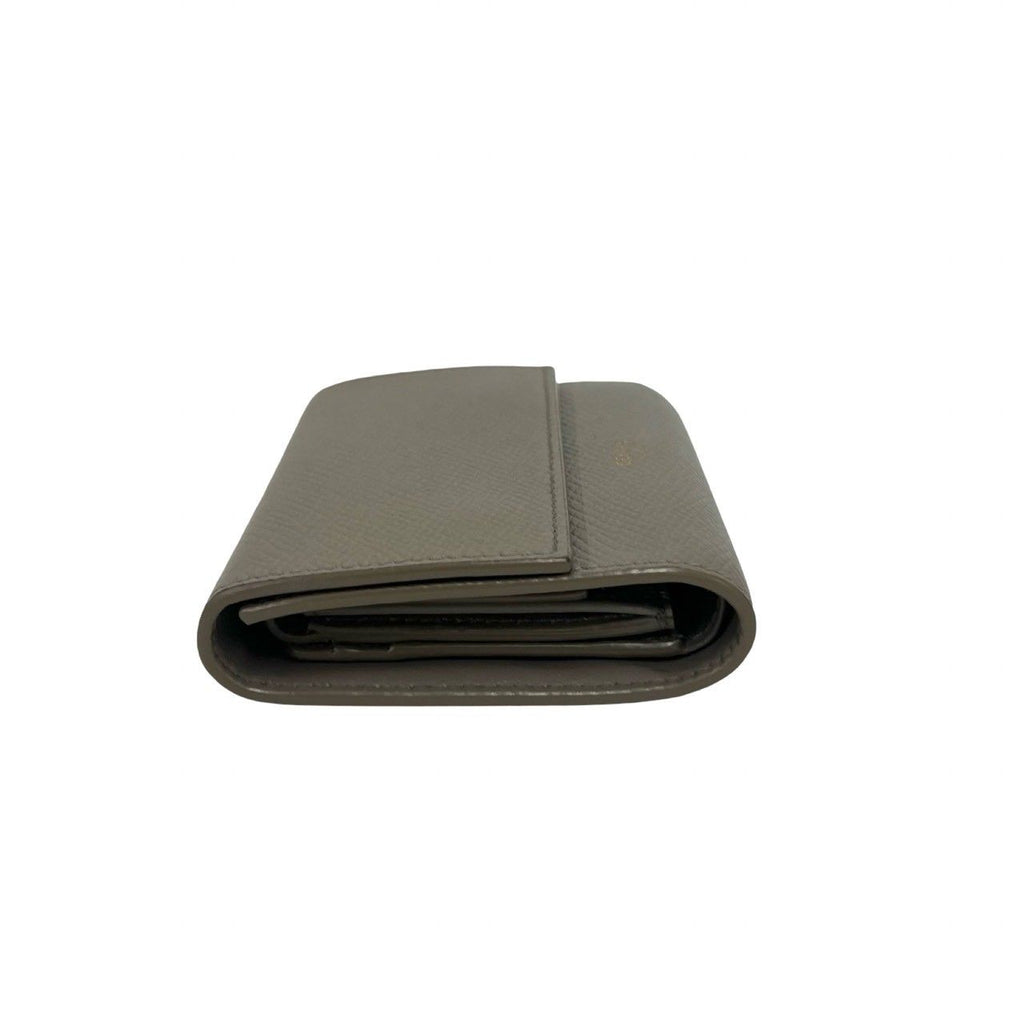 Celine Box Trifold Wallet Leather Mini Billfold Coin Purse Gray — view 4