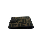 Fendi FF Zucca Pattern Canvas Leather Bifold Wallet Mini Billfold Coin Purse — view 3