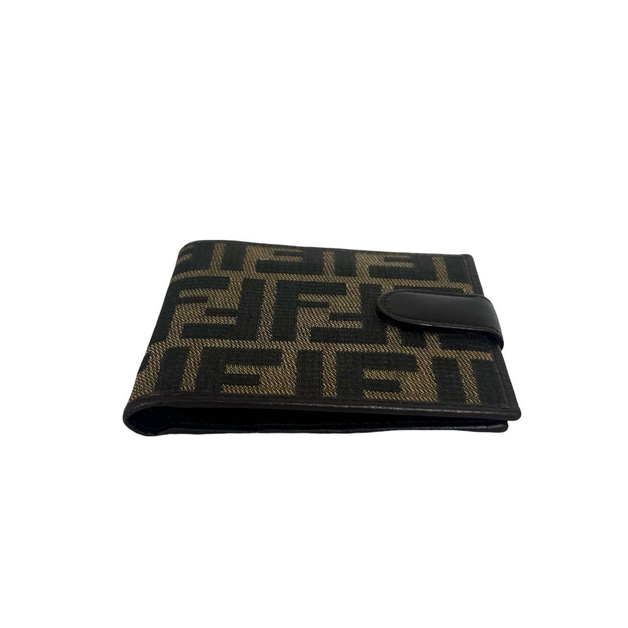 Fendi FF Zucca Pattern Canvas Leather Bifold Wallet Mini Billfold Coin Purse — view 6