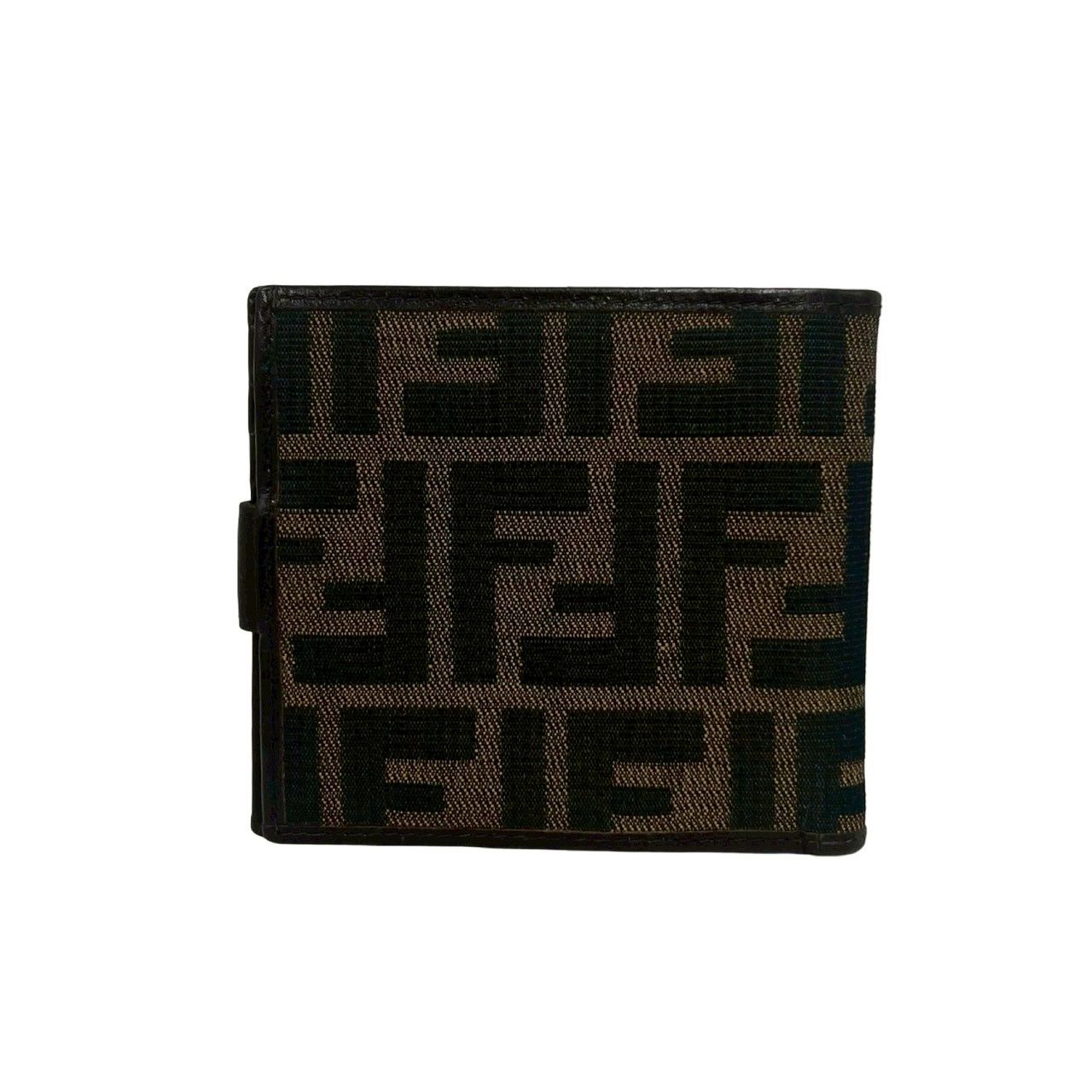Fendi FF Zucca Pattern Canvas Leather Bifold Wallet Mini Billfold Coin Purse — view 2