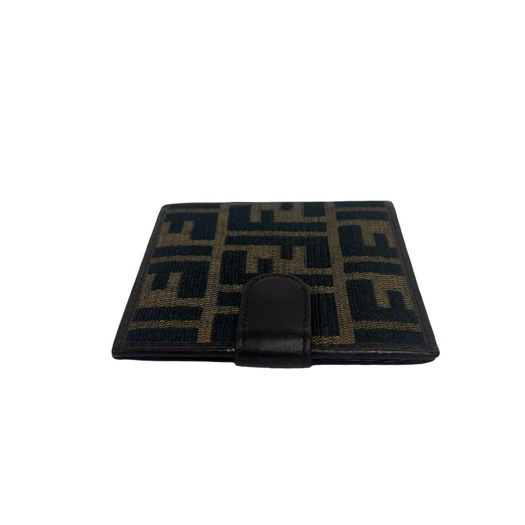 Fendi FF Zucca Pattern Canvas Leather Bifold Wallet Mini Billfold Coin Purse — view 4