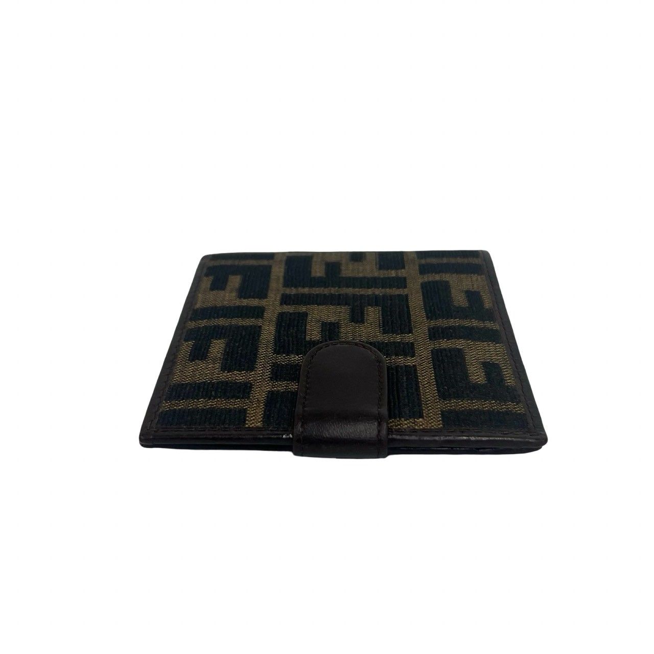 Fendi FF Zucca Pattern Canvas Leather Bifold Wallet Mini Billfold Coin Purse — view 4