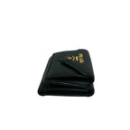 Prada Logo Saffiano Leather Trifold Wallet Mini Compact Coin Purse Bill Black — view 5