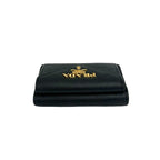 Prada Logo Saffiano Leather Trifold Wallet Mini Compact Coin Purse Bill Black — view 3