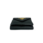 Prada Logo Saffiano Leather Trifold Wallet Mini Compact Coin Purse Bill Black — view 6