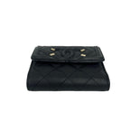 Chanel Box Card with CC Filigree CC Logo Caviar Leather Trifold Wallet Black — view 6