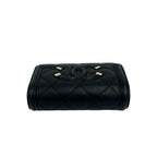 Chanel Box Card with CC Filigree CC Logo Caviar Leather Trifold Wallet Black — view 3