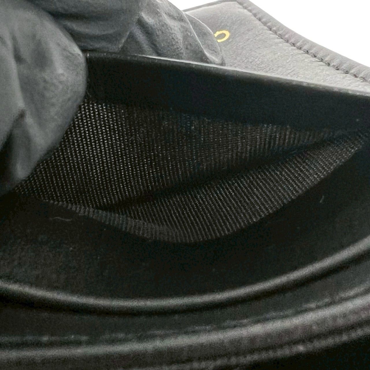 Chanel Box Card with CC Filigree CC Logo Caviar Leather Trifold Wallet Black — view 9