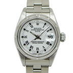 Rolex Oyster Perpetual Date White Roman Number SS Watch Automatic Winding OH