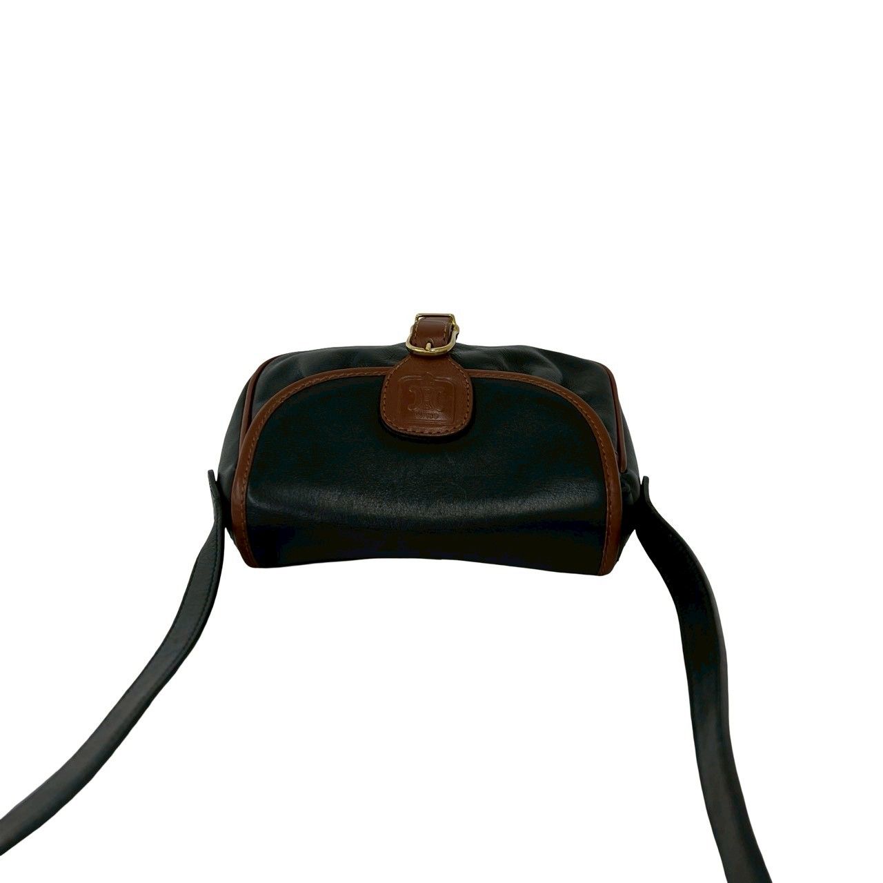 Celine Vintage Blason Triomphe Logo Leather Mini Shoulder Bag Pochette Black — view 4