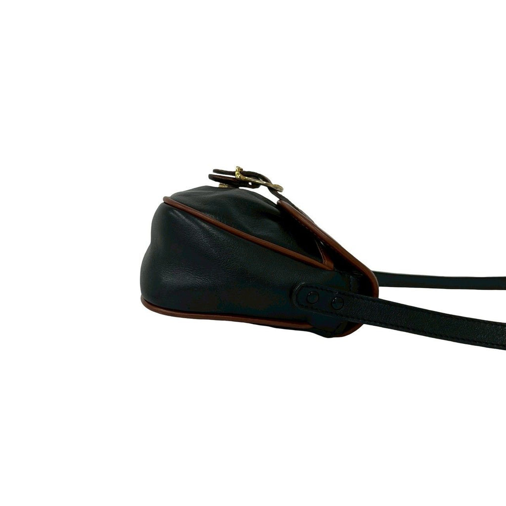 Celine Vintage Blason Triomphe Logo Leather Mini Shoulder Bag Pochette Black — view 6