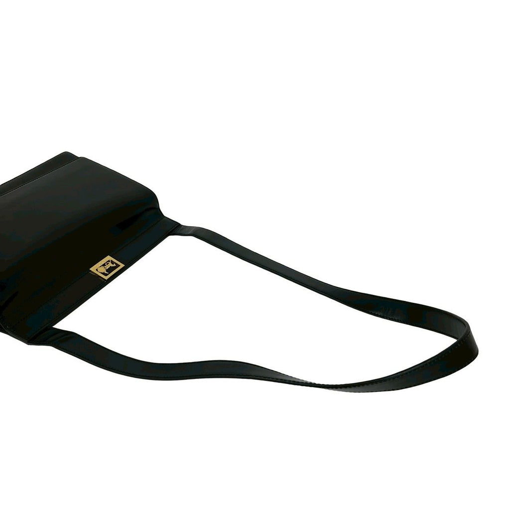 Celine Saluki Logo Carriage Calf Leather Shoulder Bag Black — view 4