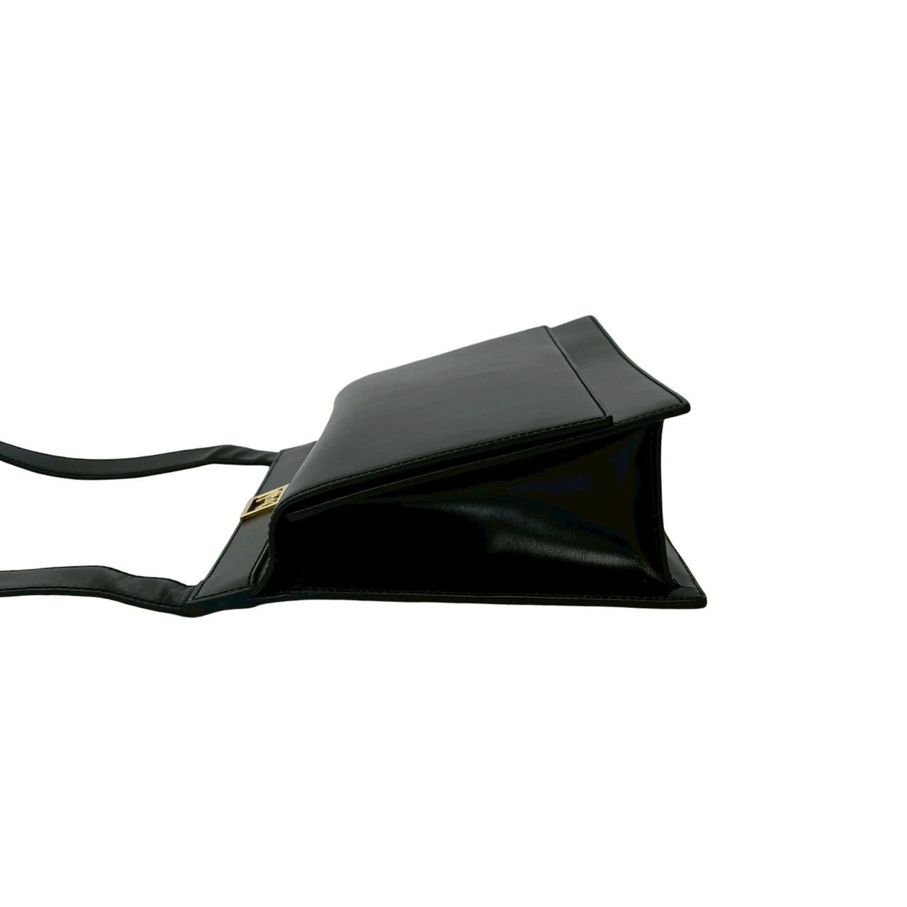 Celine Saluki Logo Carriage Calf Leather Shoulder Bag Black — view 5