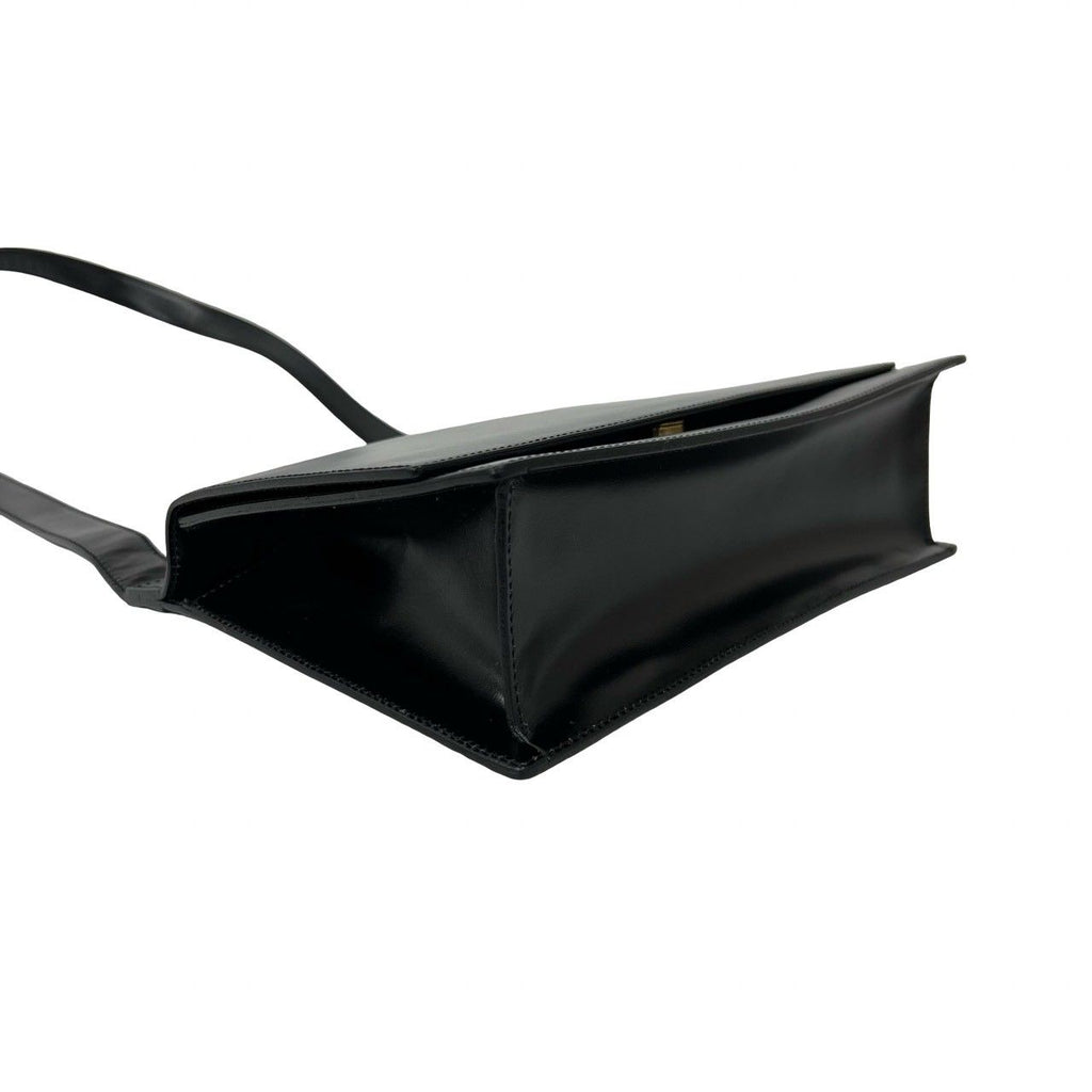 Celine Saluki Logo Carriage Calf Leather Shoulder Bag Black — view 7