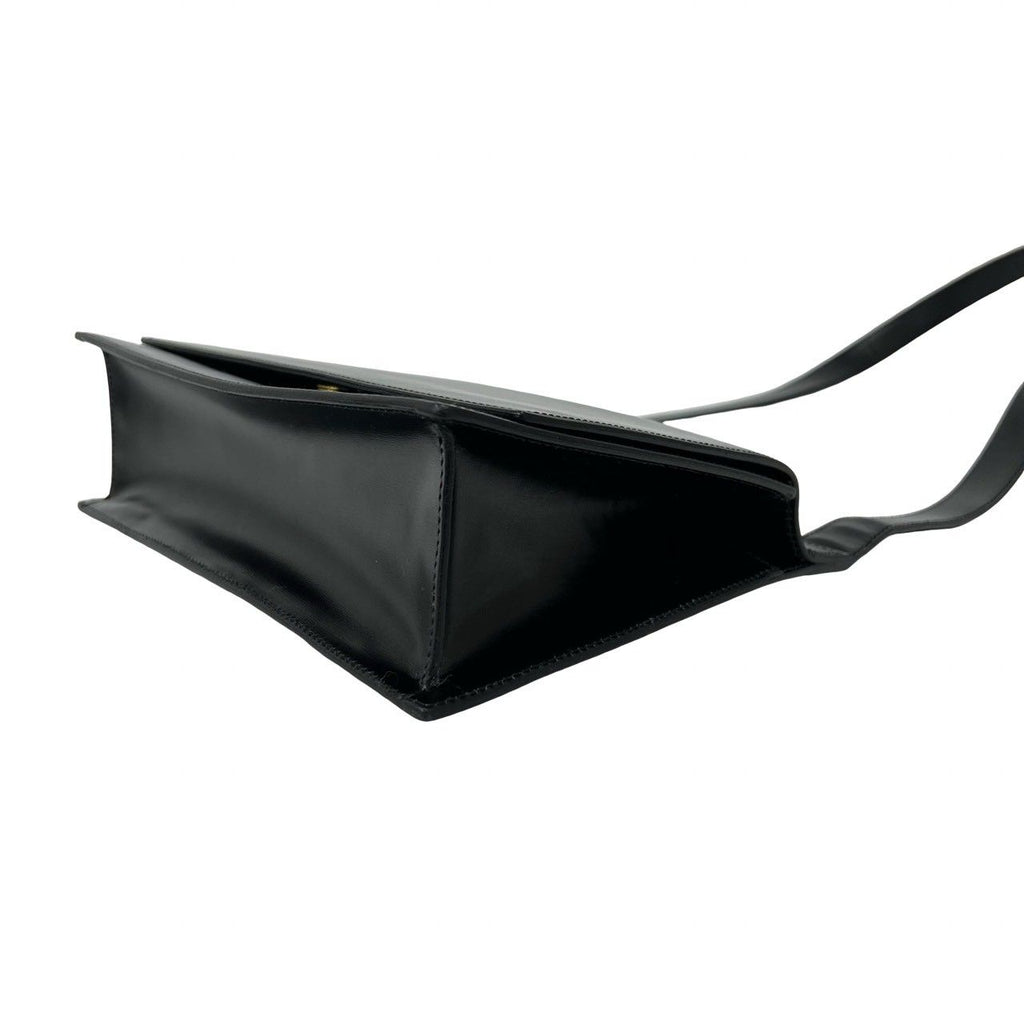 Celine Saluki Logo Carriage Calf Leather Shoulder Bag Black — view 8