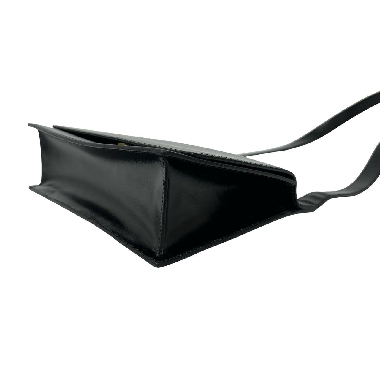 Celine Saluki Logo Carriage Calf Leather Shoulder Bag Black — view 8