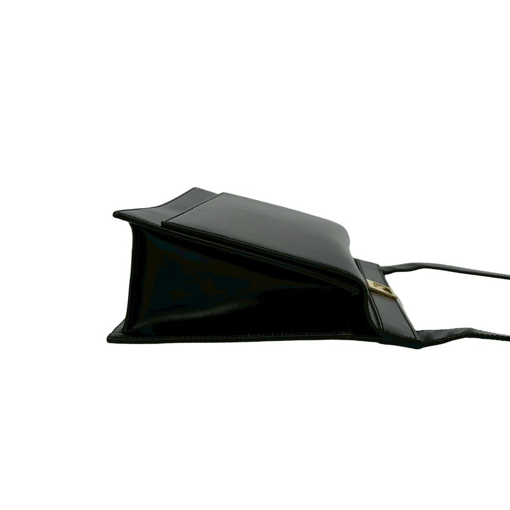 Celine Saluki Logo Carriage Calf Leather Shoulder Bag Black — view 6