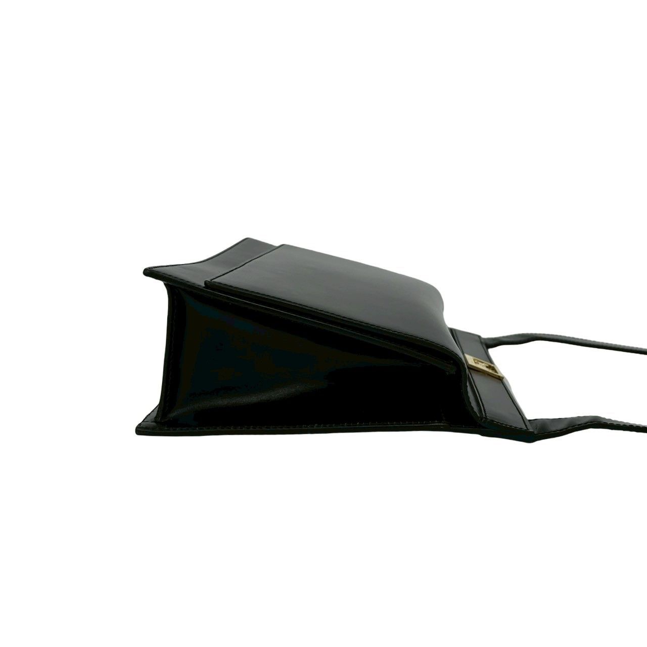 Celine Saluki Logo Carriage Calf Leather Shoulder Bag Black — view 6