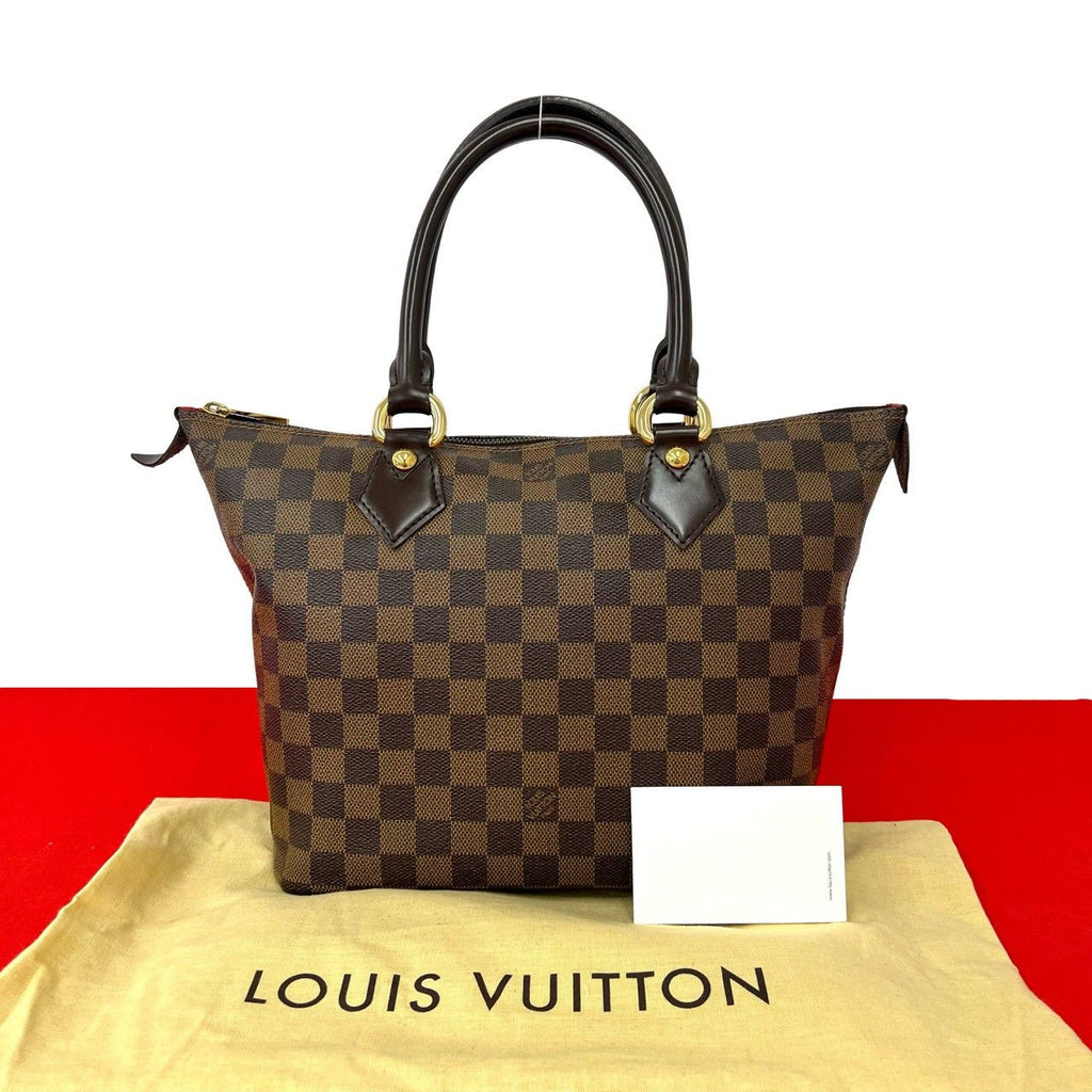 Louis Vuitton With Saleya PM Damier Pattern Leather Tote Brown