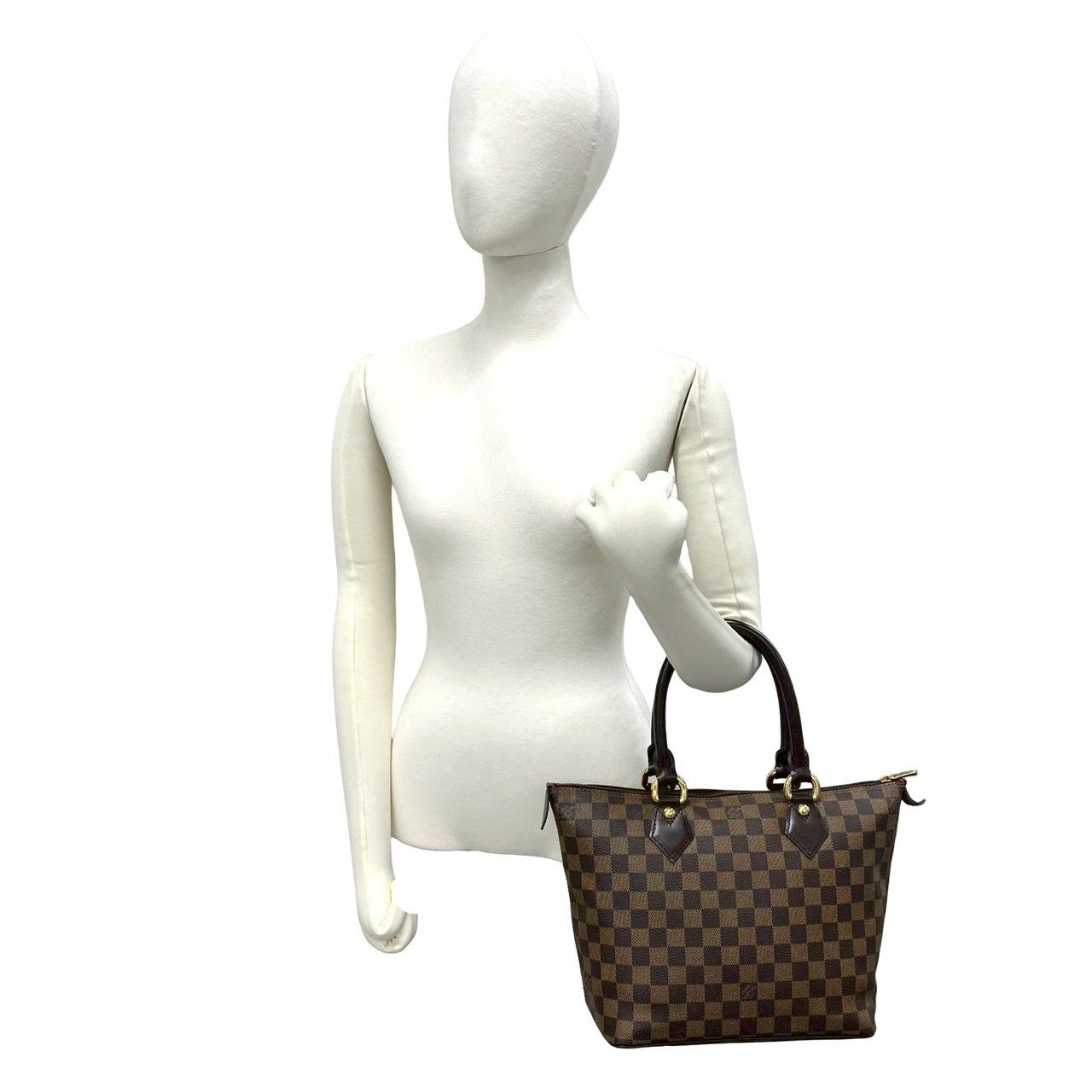 Louis Vuitton With Saleya PM Damier Pattern Leather Tote Brown — view 2
