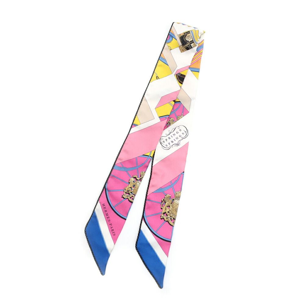 Hermes Heaven Twilly Scarf Springs Bague Spring Pink Blue White