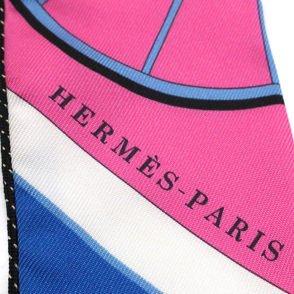 Hermes Heaven Twilly Scarf Springs Bague Spring Pink Blue White — view 6