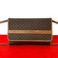 Celine Vintage Macadam Blason Triomphe Logo Pattern Leather Shoulder Bag Brown