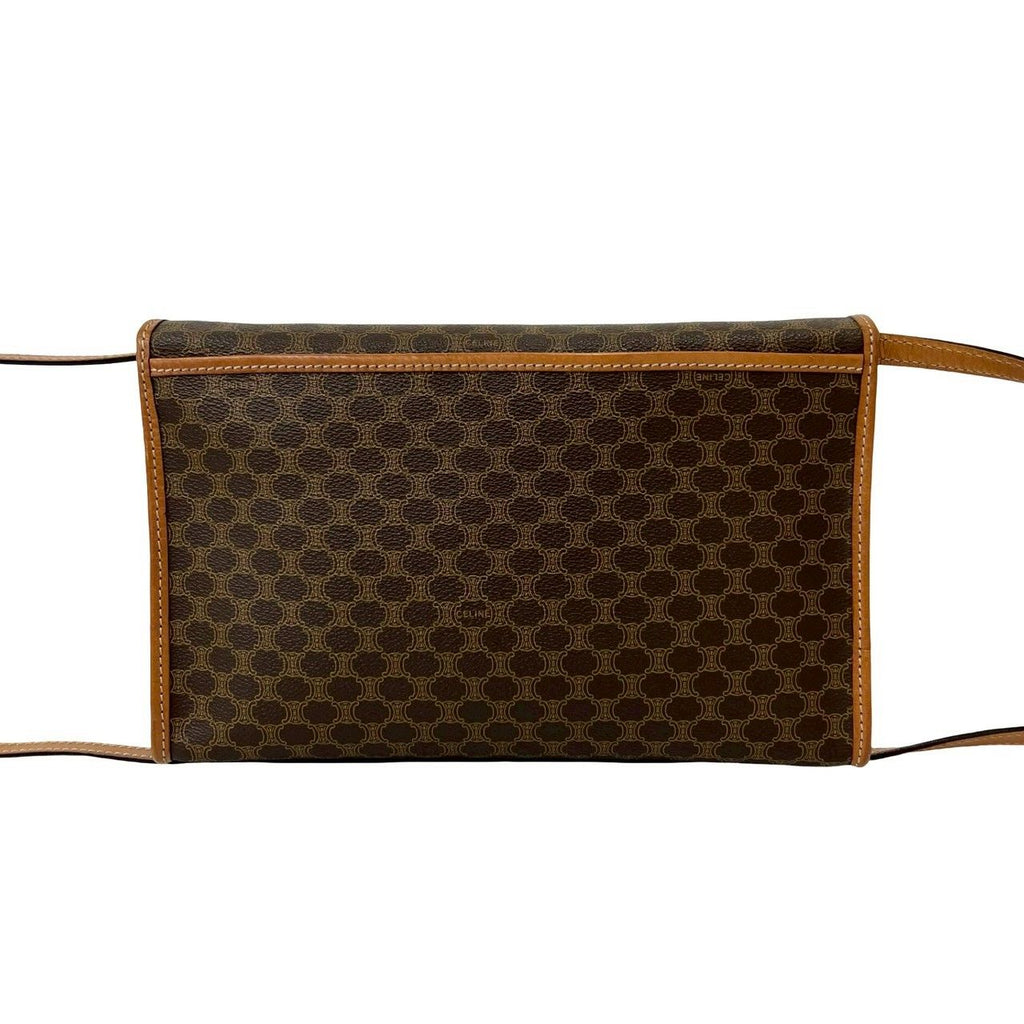Celine Vintage Macadam Blason Triomphe Logo Pattern Leather Shoulder Bag Brown — view 3