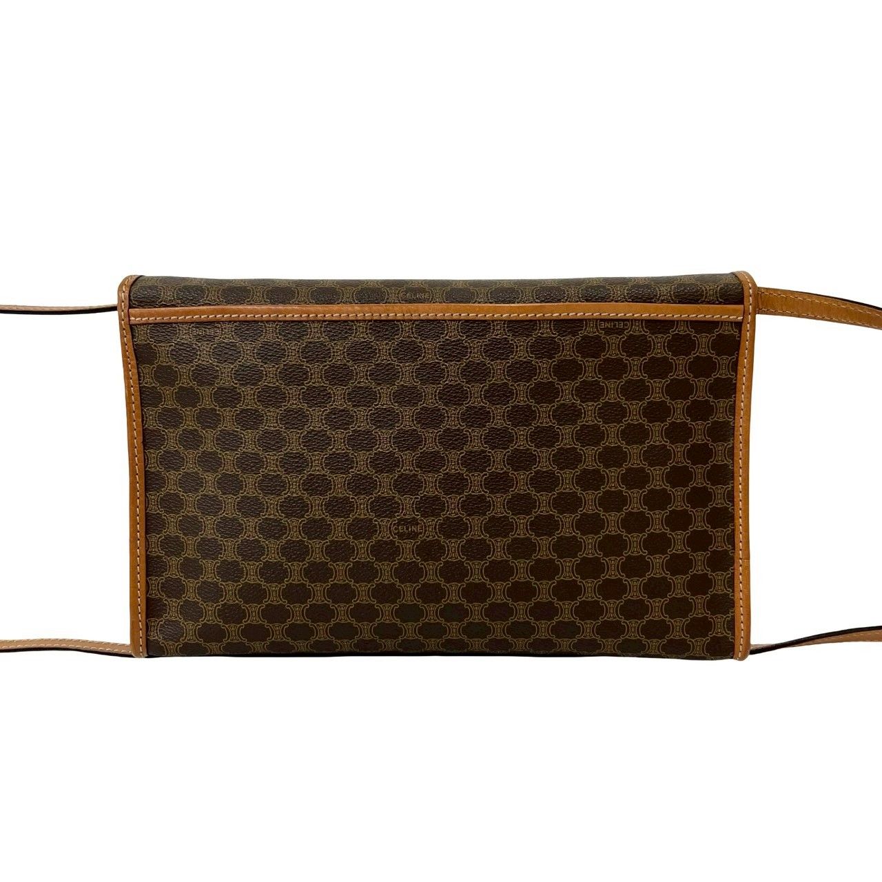 Celine Vintage Macadam Blason Triomphe Logo Pattern Leather Shoulder Bag Brown — view 3