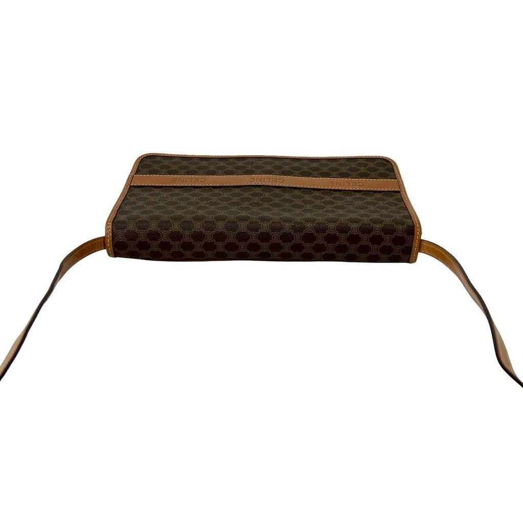 Celine Vintage Macadam Blason Triomphe Logo Pattern Leather Shoulder Bag Brown — view 4