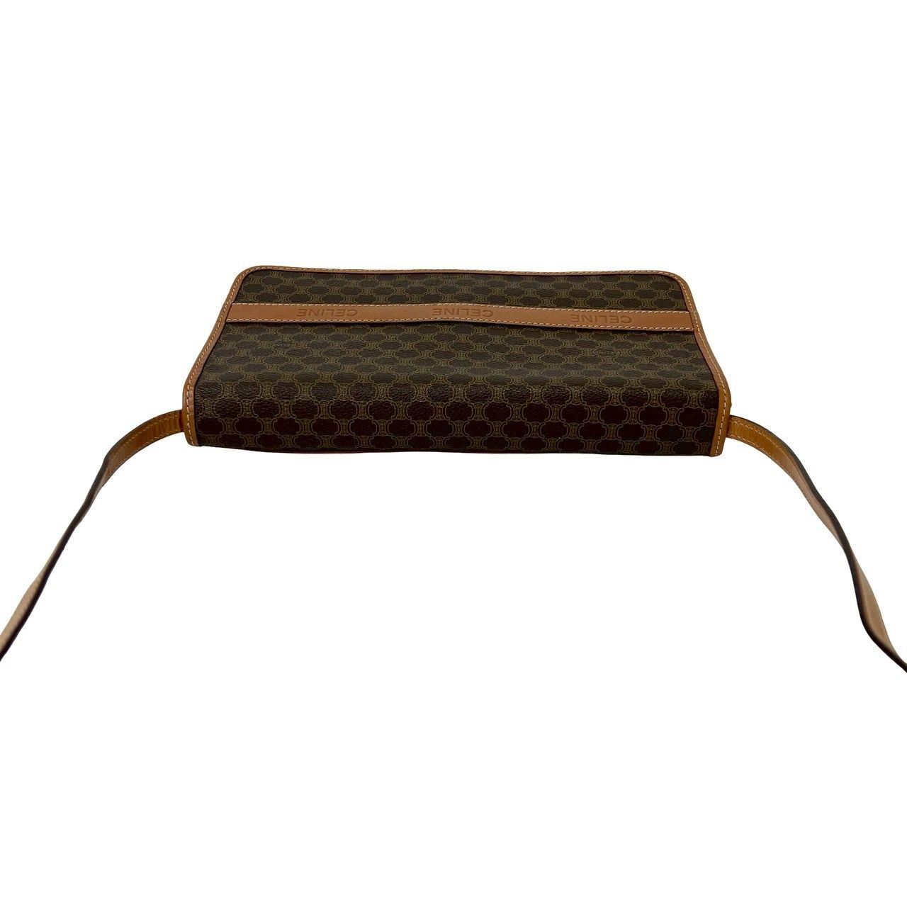 Celine Vintage Macadam Blason Triomphe Logo Pattern Leather Shoulder Bag Brown — view 4