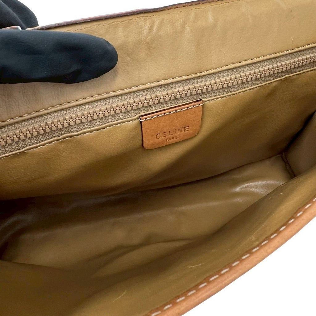 Celine Vintage Macadam Blason Triomphe Logo Pattern Leather Shoulder Bag Brown — view 9