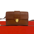 Saint Laurent Vintage YSL Logo Leather Shoulder Bag Pochette Brown