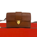 Saint Laurent Vintage YSL Logo Leather Shoulder Bag Pochette Brown