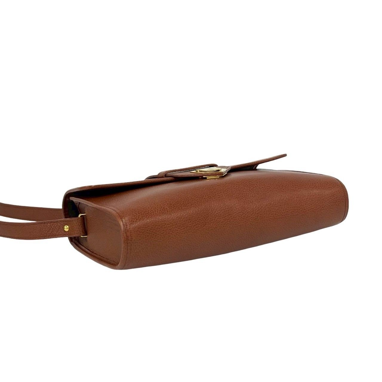 Saint Laurent Vintage YSL Logo Leather Shoulder Bag Pochette Brown — view 7