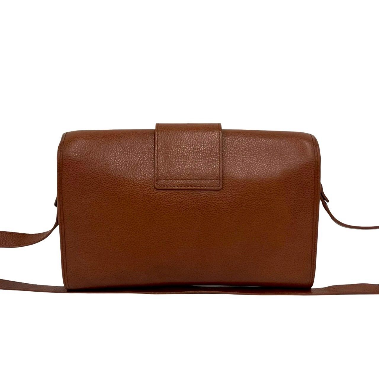Saint Laurent Vintage YSL Logo Leather Shoulder Bag Pochette Brown — view 3