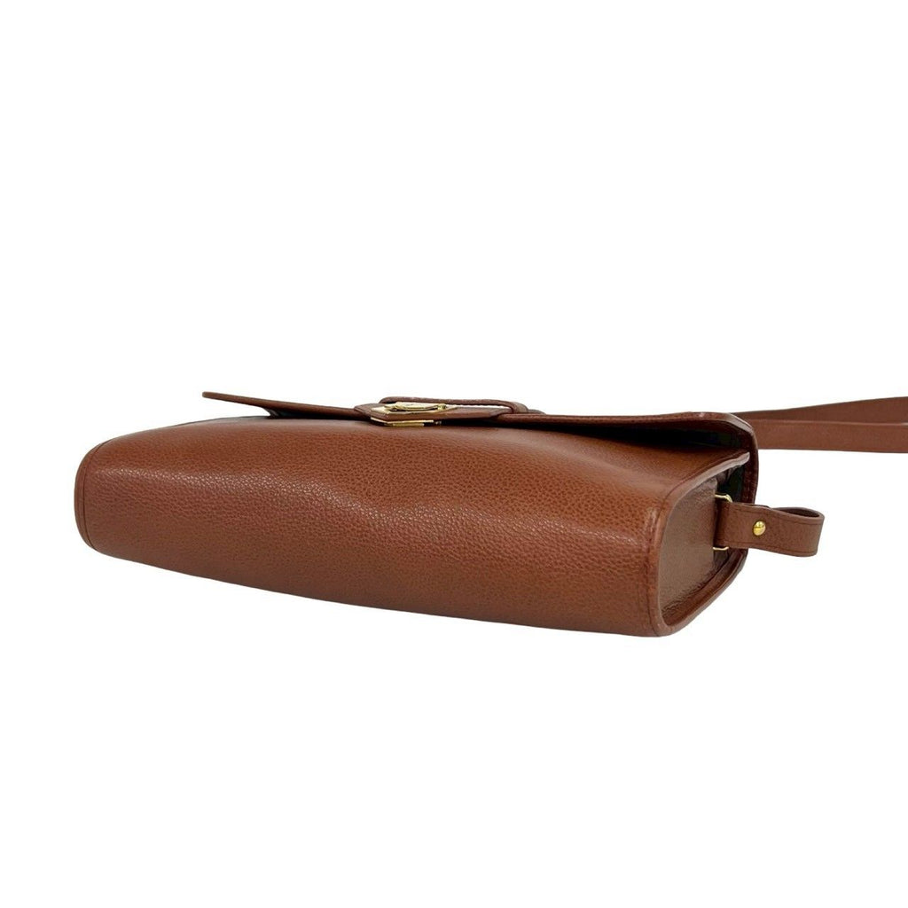 Saint Laurent Vintage YSL Logo Leather Shoulder Bag Pochette Brown — view 8