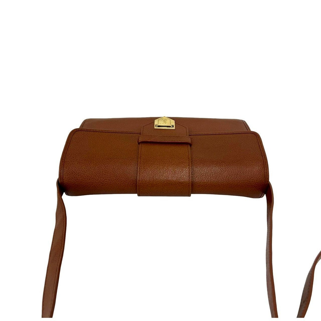 Saint Laurent Vintage YSL Logo Leather Shoulder Bag Pochette Brown — view 4