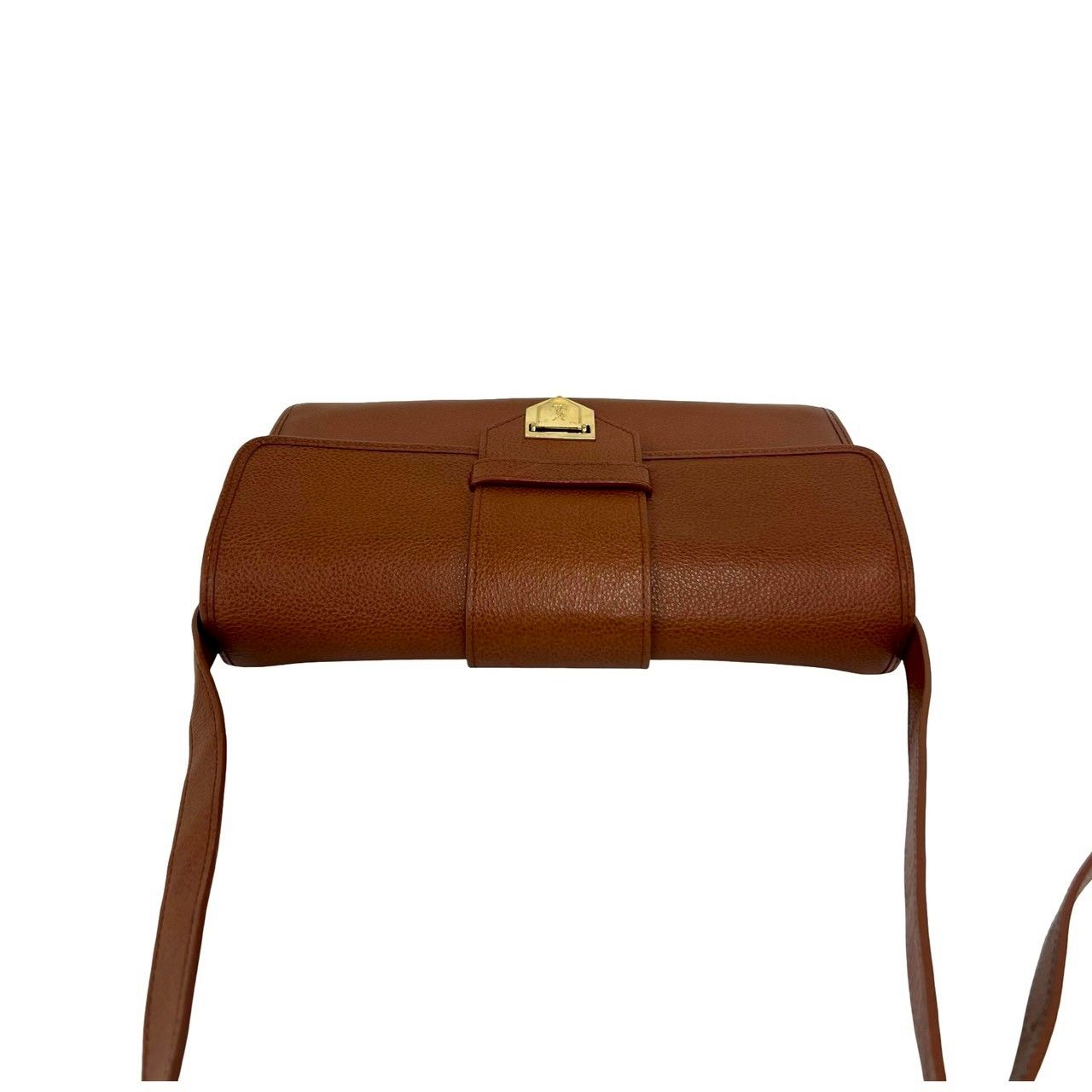 Saint Laurent Vintage YSL Logo Leather Shoulder Bag Pochette Brown — view 4