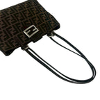 Fendi Vintage Zucca FF Pattern Canvas Leather Shoulder Bag Tote Brown Black — view 4