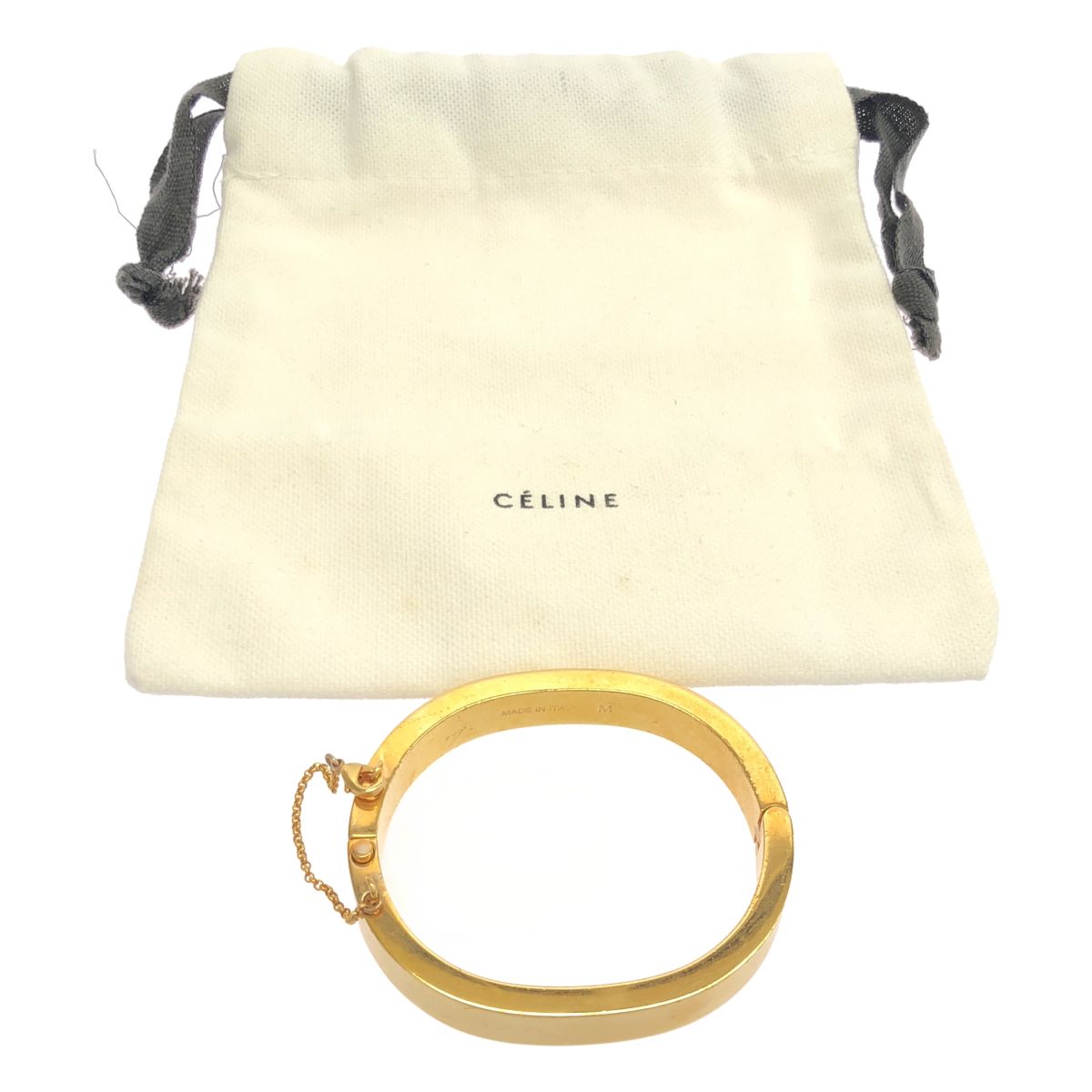 Celine by Phoebe Philo Minimal Thin Manchette Bangle Bracelet Gold — view 4